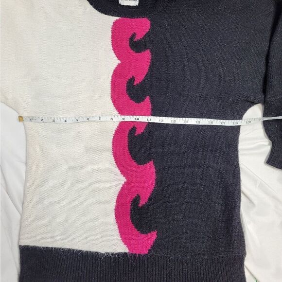 VINTAGE 90s dolman sleeve‎ sweater black white pink oversized S - Picture 6 of 7